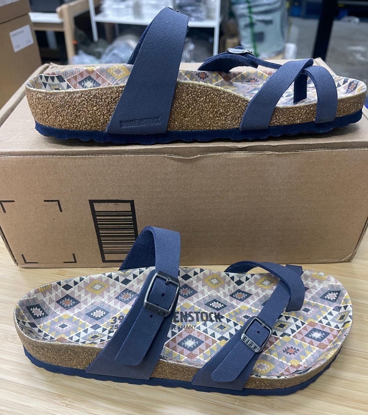 Birkenstock Mayari Vegan Ethno Navy Birkibuc Sandal, Size, EU39-US W8-M6