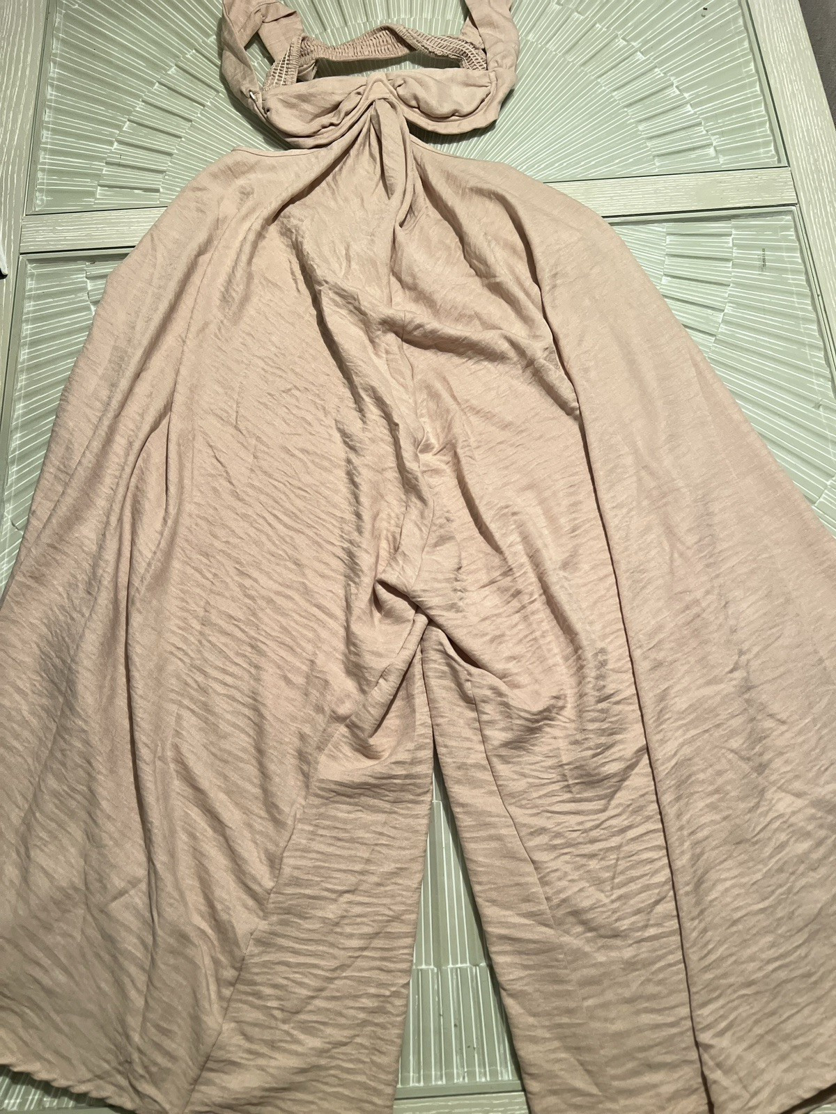 Women’s M Maternity Beige Solid Rayon Jersey Halter Sleeveless Knot Tank Top