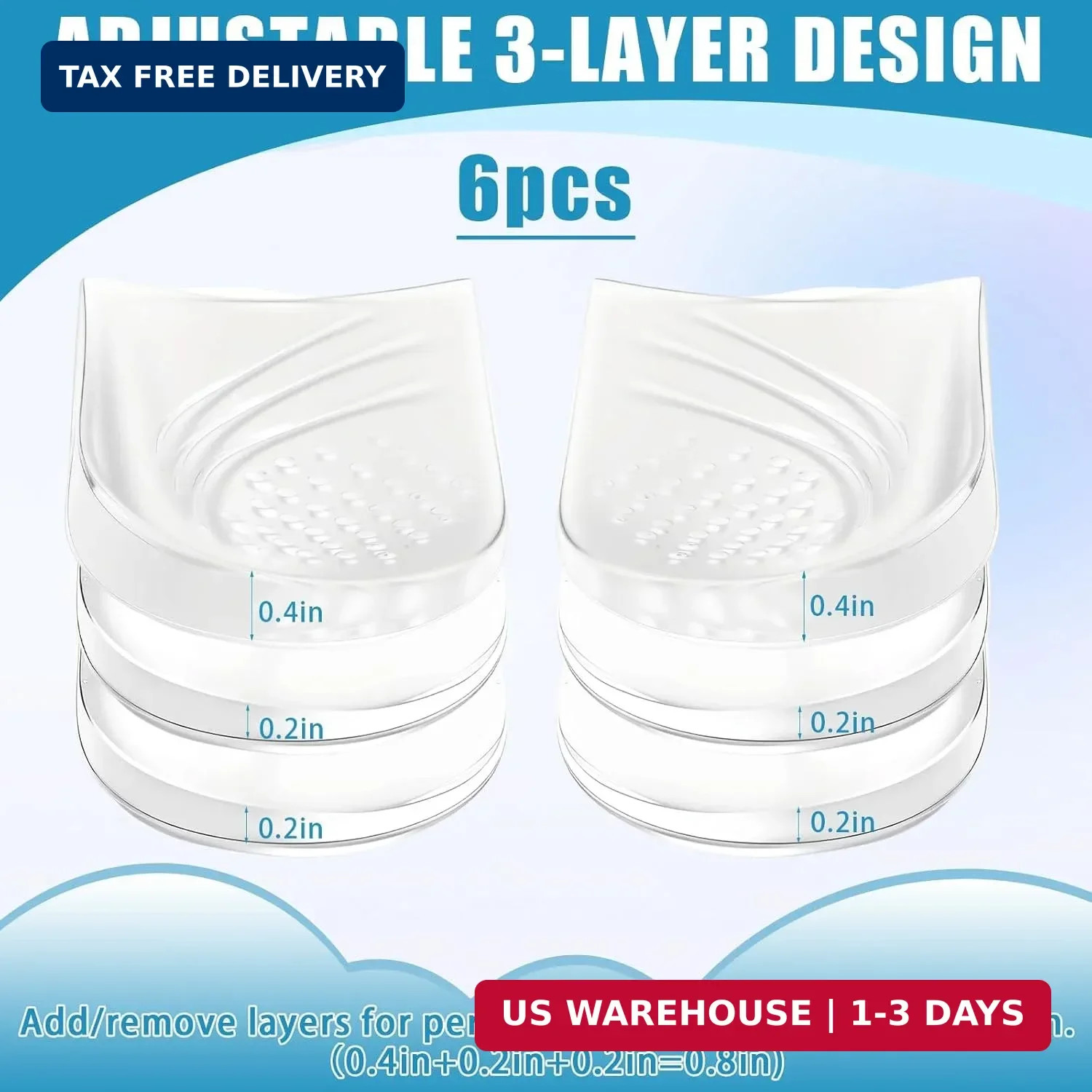 6PCS Adjustable Heel Wedge Inserts for Supination & Overpronation Insoles Correc