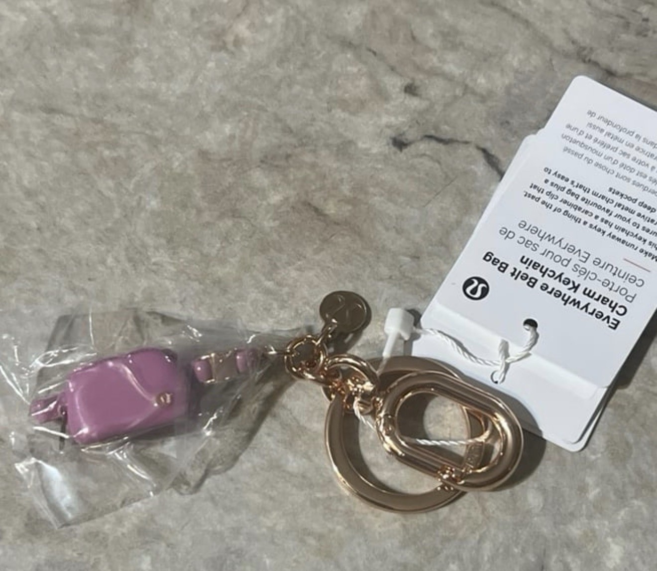 lululemon Women’s Logo Pink & Gold Metal Key Chain Gold Tone Hardware *SOLD OUT*