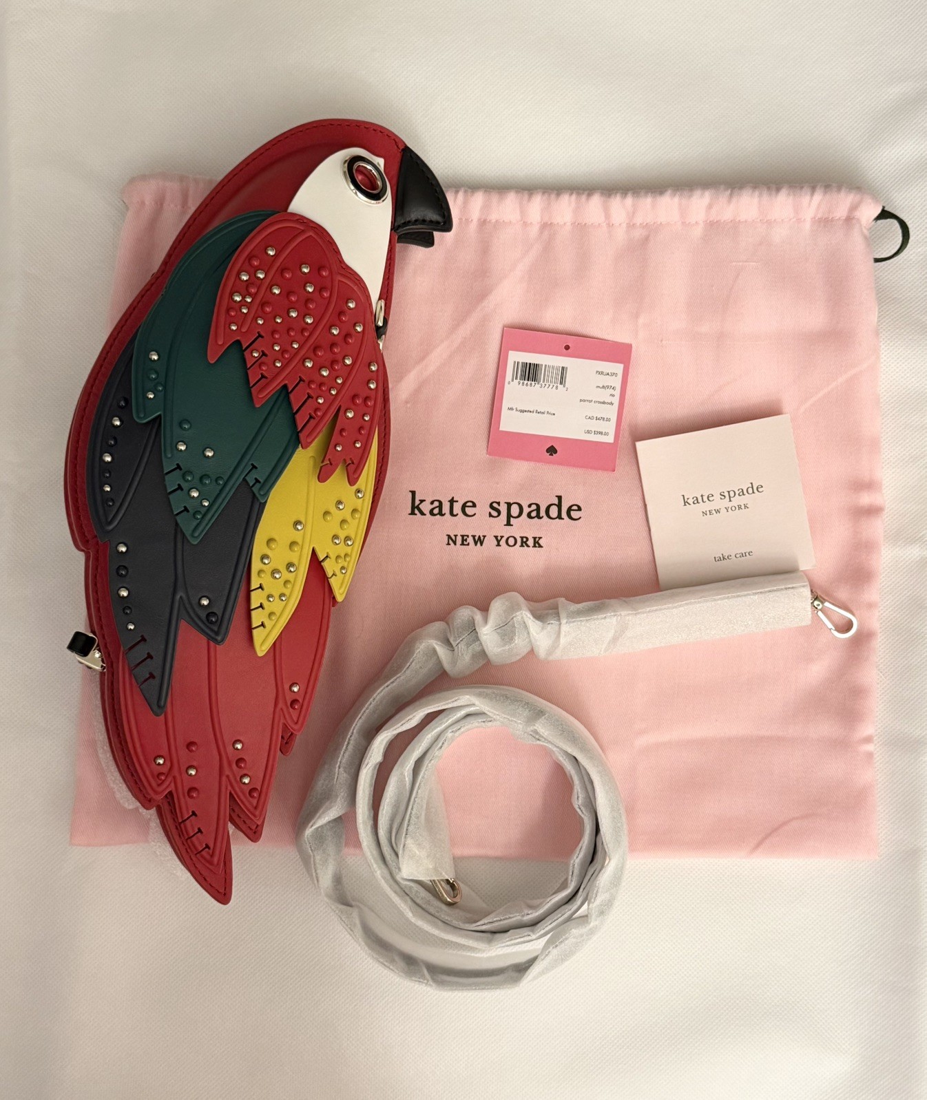 NWT Kate Spade Rio Parrot Leather Crossbody Purse PXRUA370 $458 w/Dust Bag