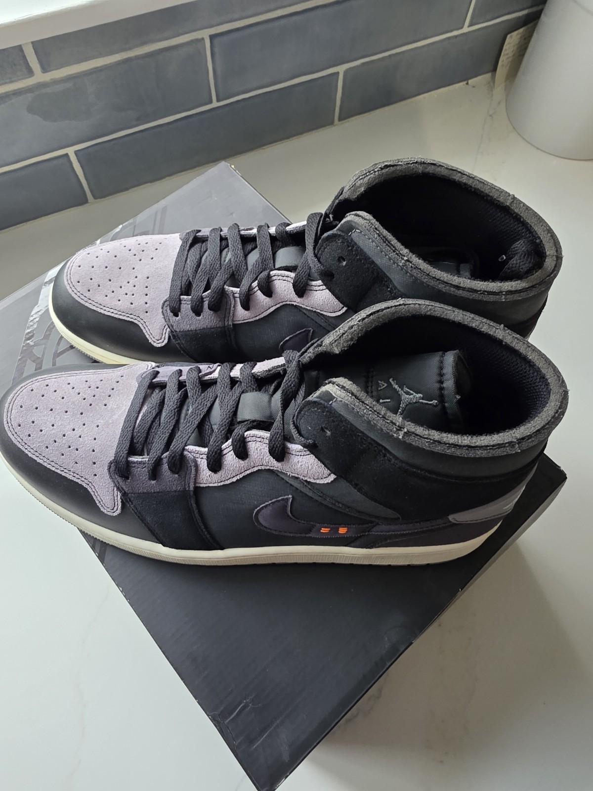 Nike Air Jordan 1 Mid Craft Inside Out “Black Cement Grey” DM9652-001 Men’s 12