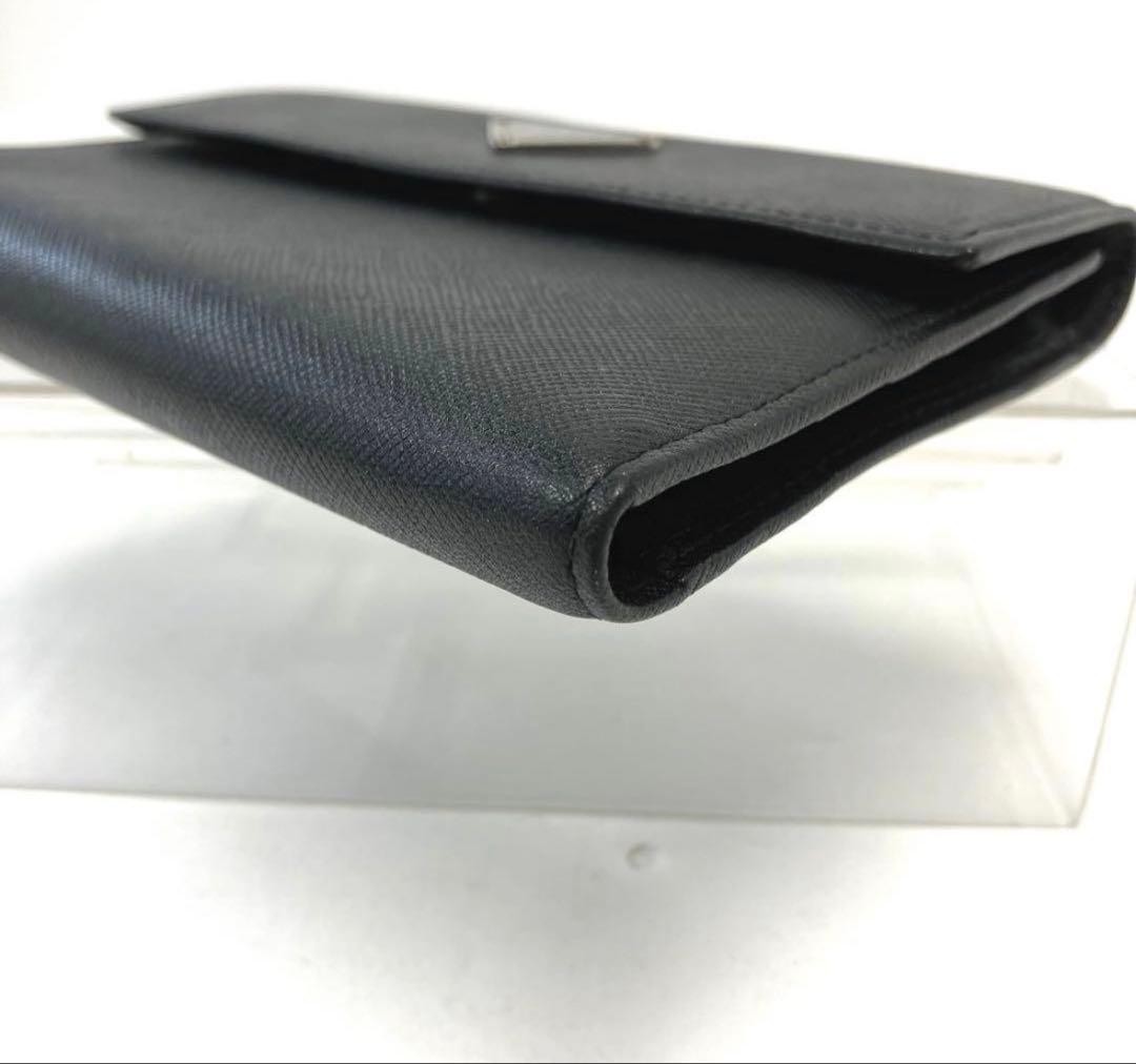 Popular PRADA Prada Bifold Wallet Triangle Plate Saffiano Leather Black