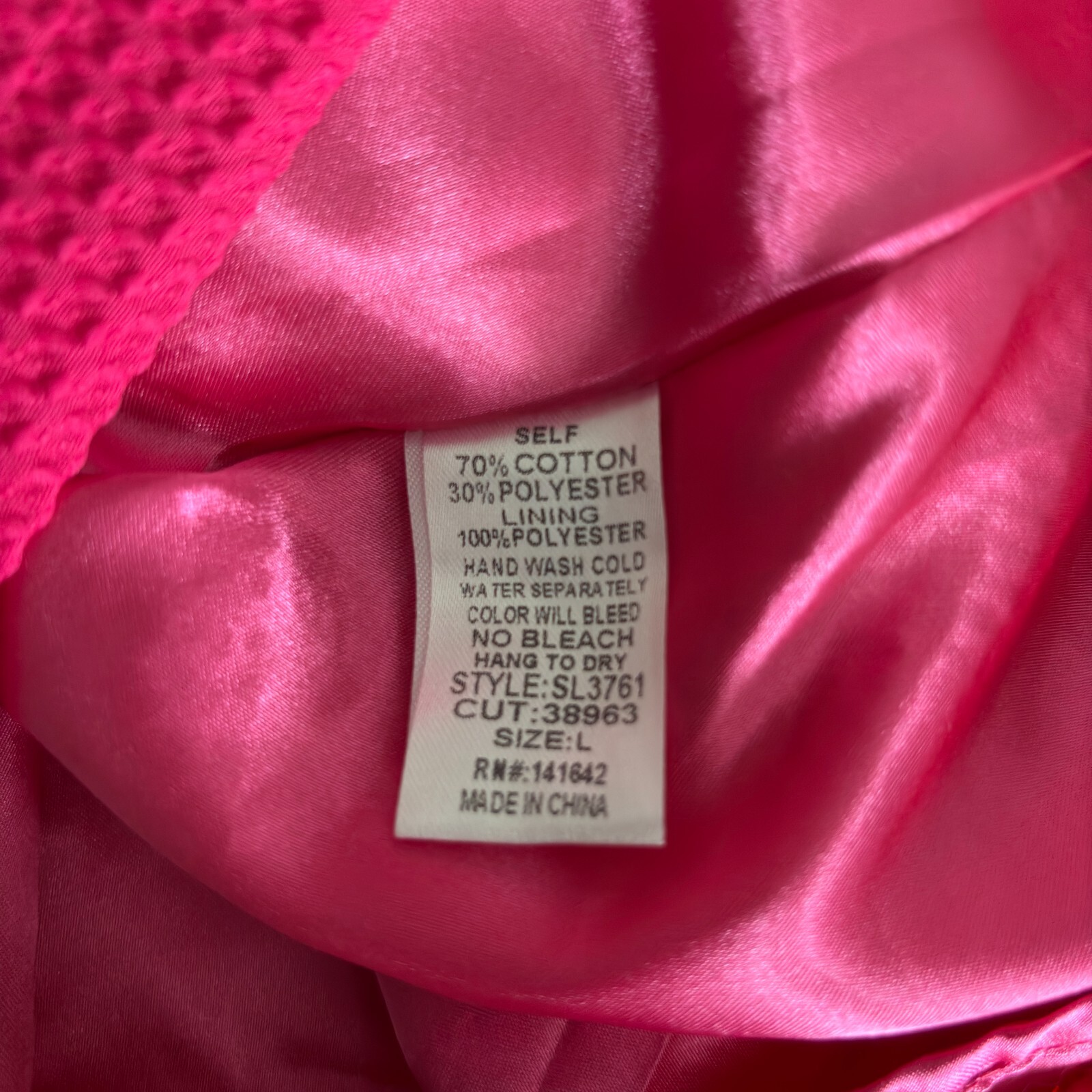 SHE & SKY LA Hot Pink Spring Waffle Print Collared Lapel Sleeveless Dress Size L