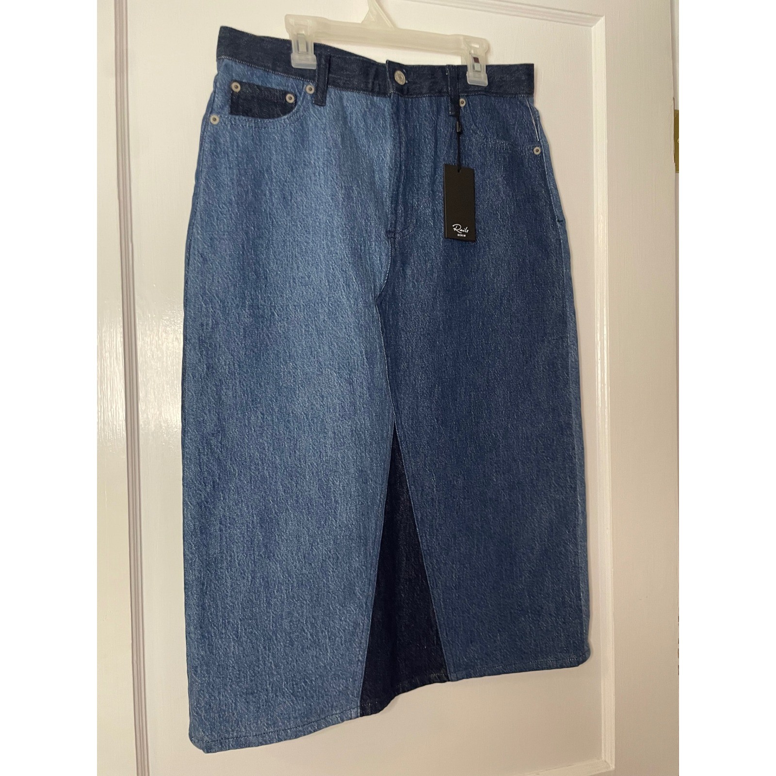 Rails Denim Skirt Two Tone Colorblock Straight Maxi Womens Size 29 NWT