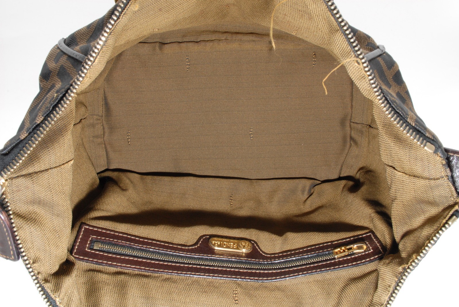 FENDI Zucca Vanity Handbag Brown Canvas