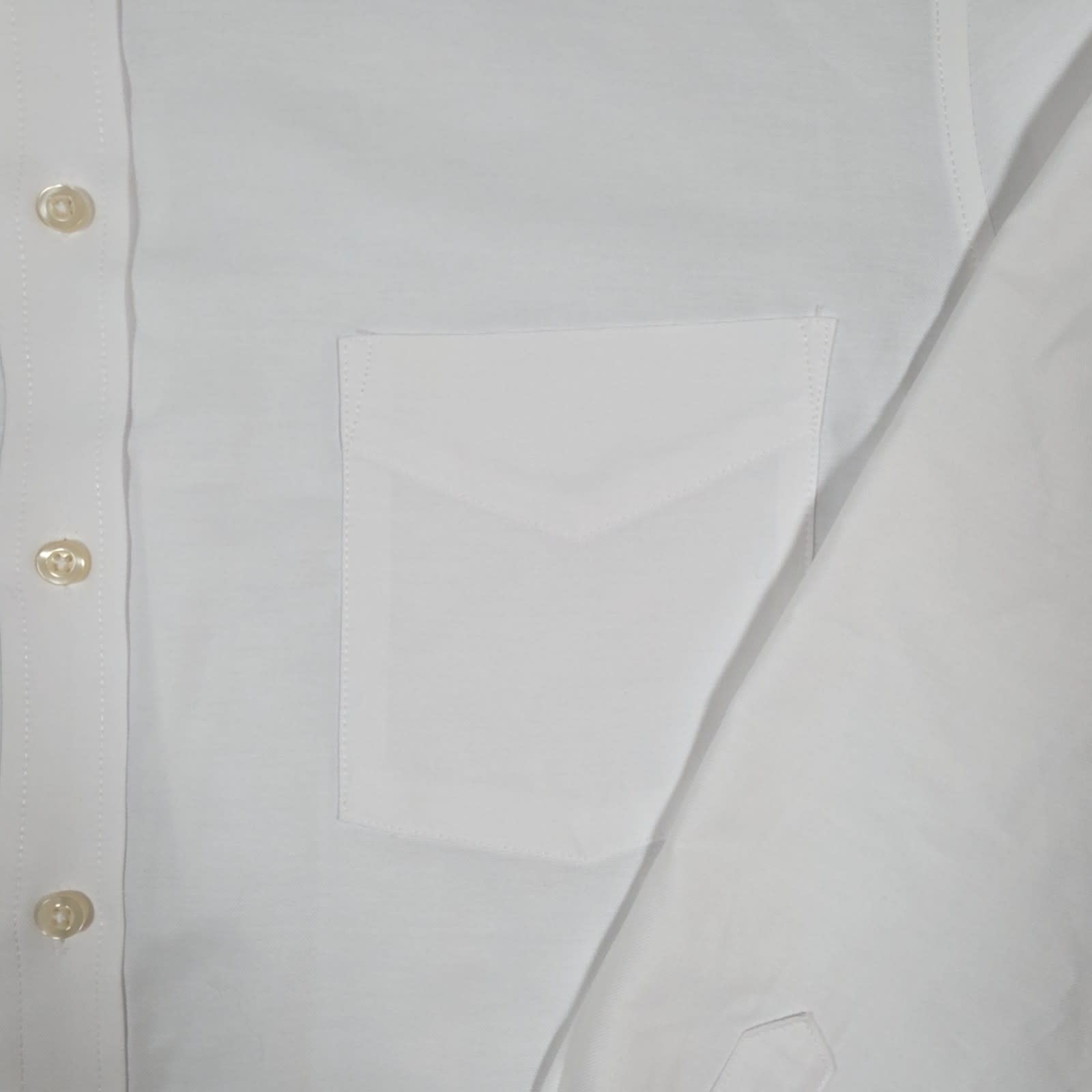 Stafford Coolmax Button Down Shirt 16-16.5 Mens White Regular Fit Long Sleeve
