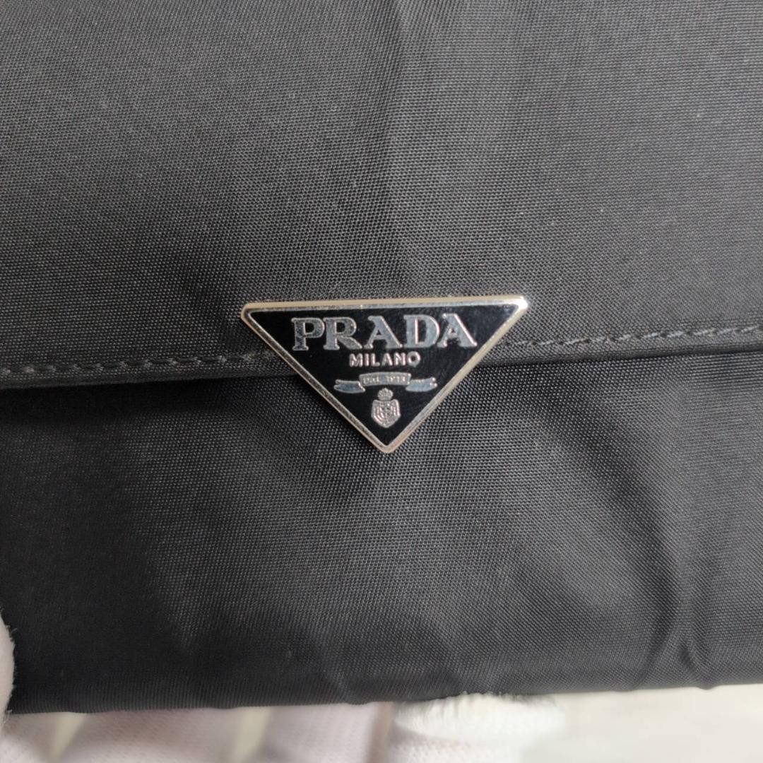 PRADA Triangle Logo Plate Nylon Leather Bi Fold Long Wallet 1M1037