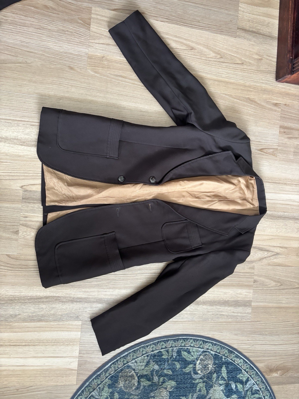Men’s Brown Solid 3-Piece Formal Suit Satin Polyester 42L 32×32