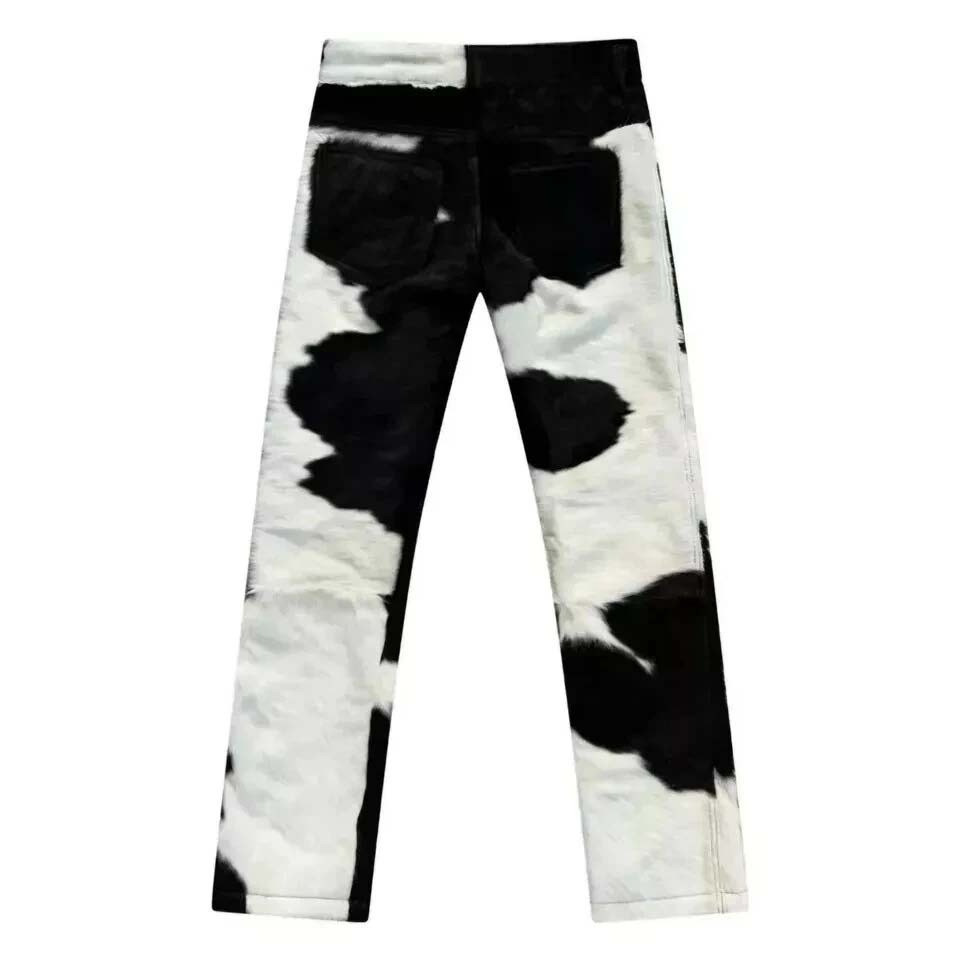 Genuine Cowhide Mens Leather Pants | Natural Hair-On Cow Skin Western Style Pant