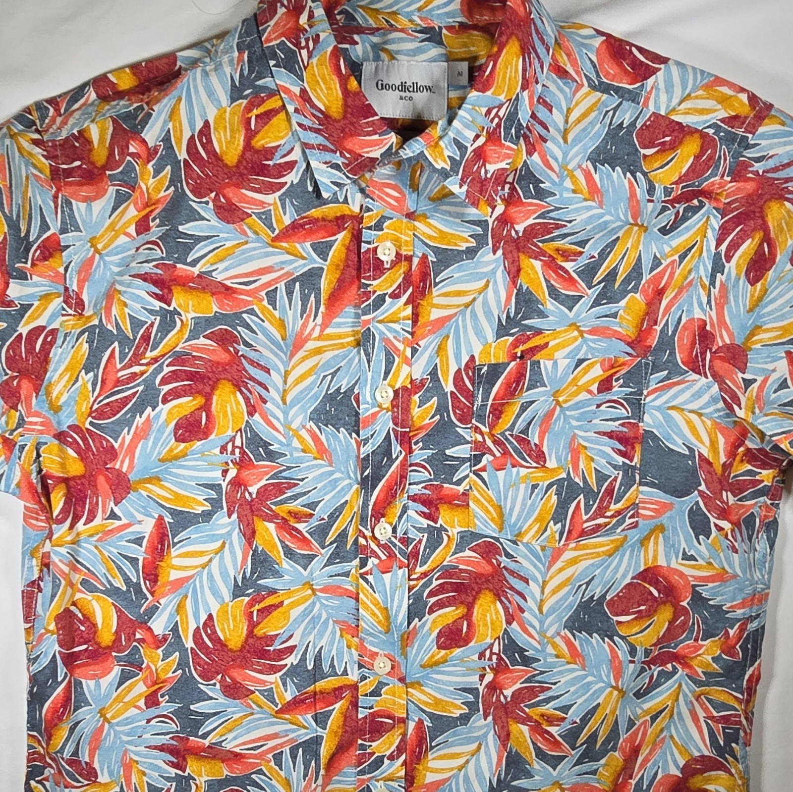Goodfellow & Co Men’s M Slim Multicolor Floral Cotton Woven Short Sleeve Shirt