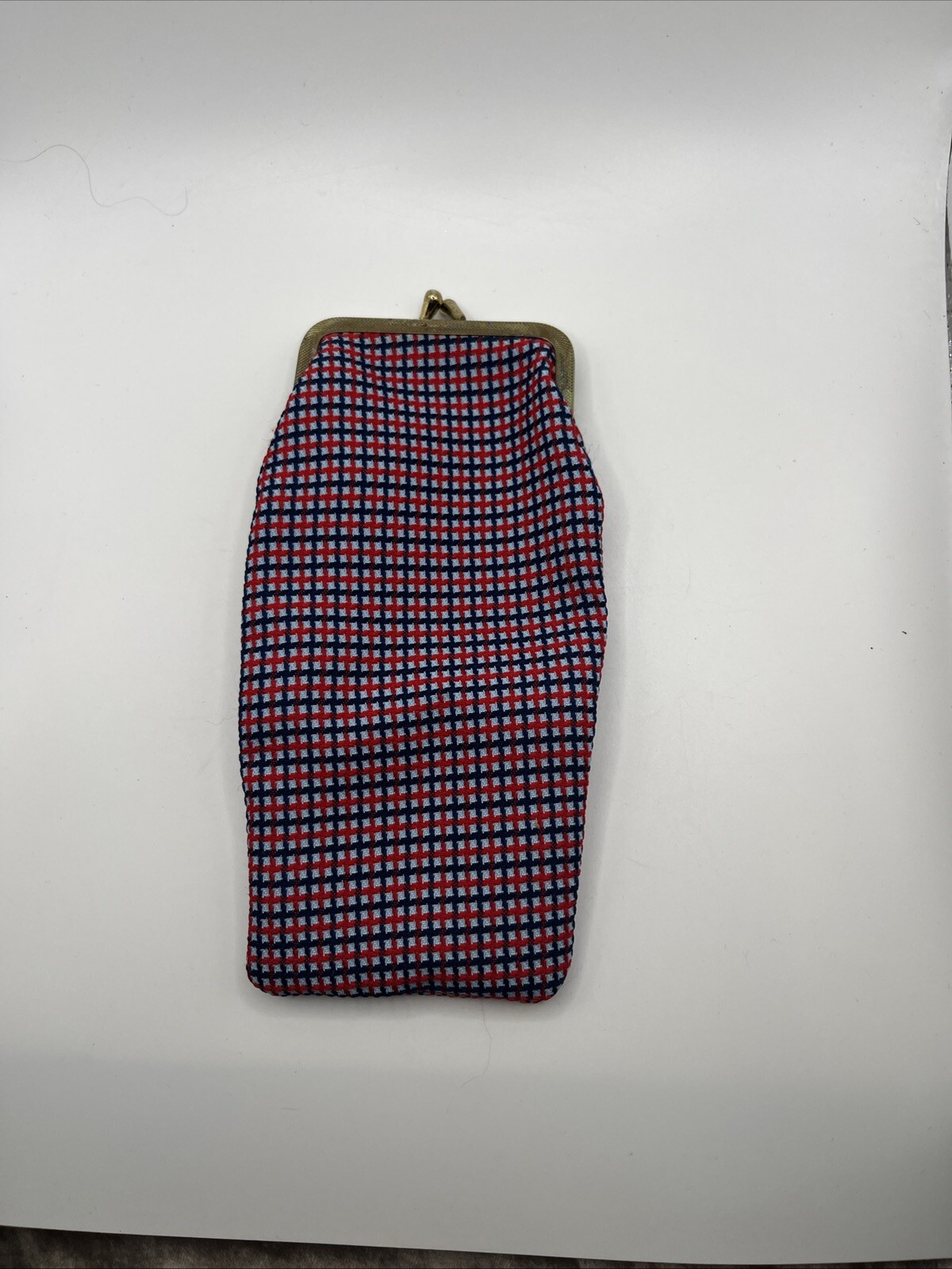 Vintage Fabric Sunglasses Case with Kiss lock RED , COOL FIND SEE ALL