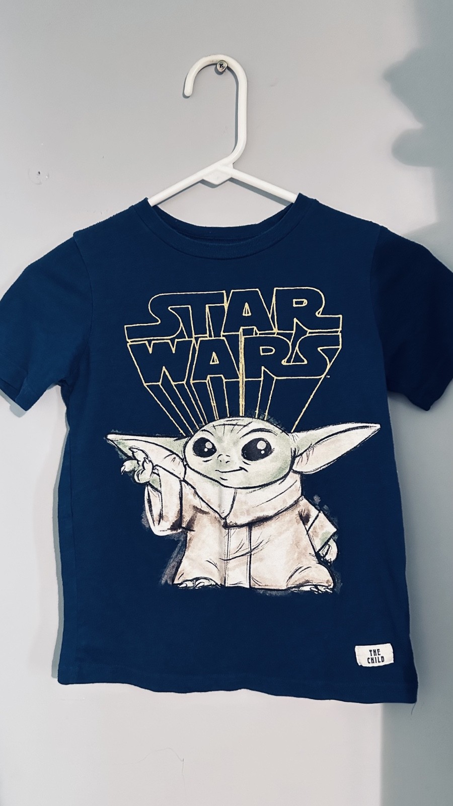 Star Wars The Child Shirt Boys Small 6/7 Grogu Baby Yoda Graphic Tee Blue
