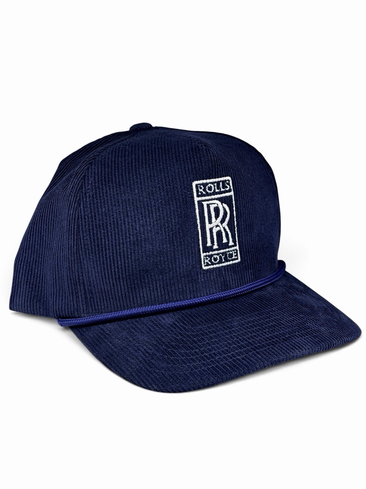 Vintage Rolls Royce Corduroy Snapback Hat Baseball Cap cord cars racing 90s Navy