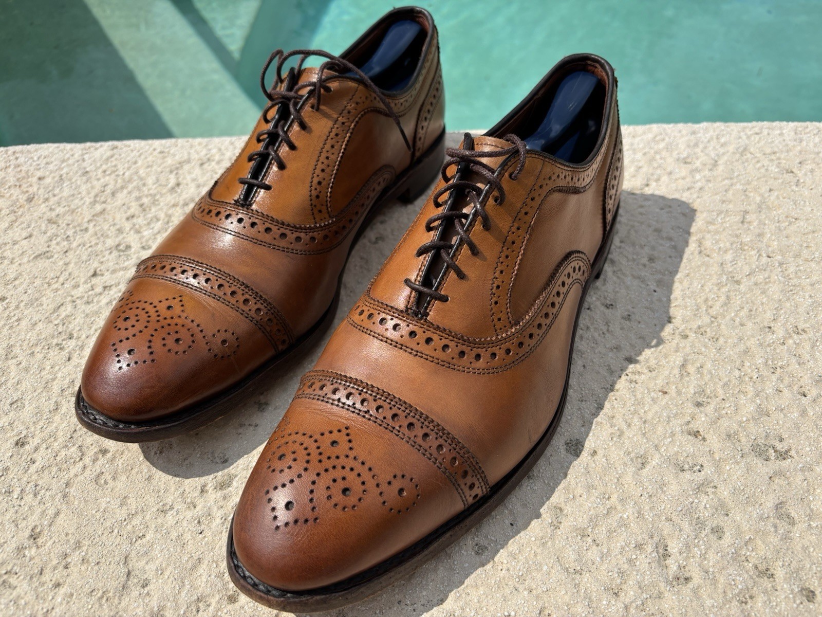 Allen Edmonds Walnut Strand 1635 Cap-Toe Oxford Brown Leather Dress Shoes Sz 13D