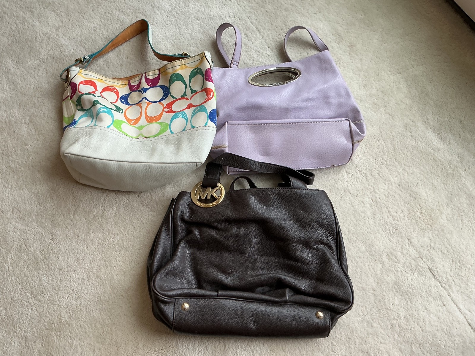 Lot of 3 handbags: Michael Kors, Coach Scribble Hobo, Tommy Hilfiger