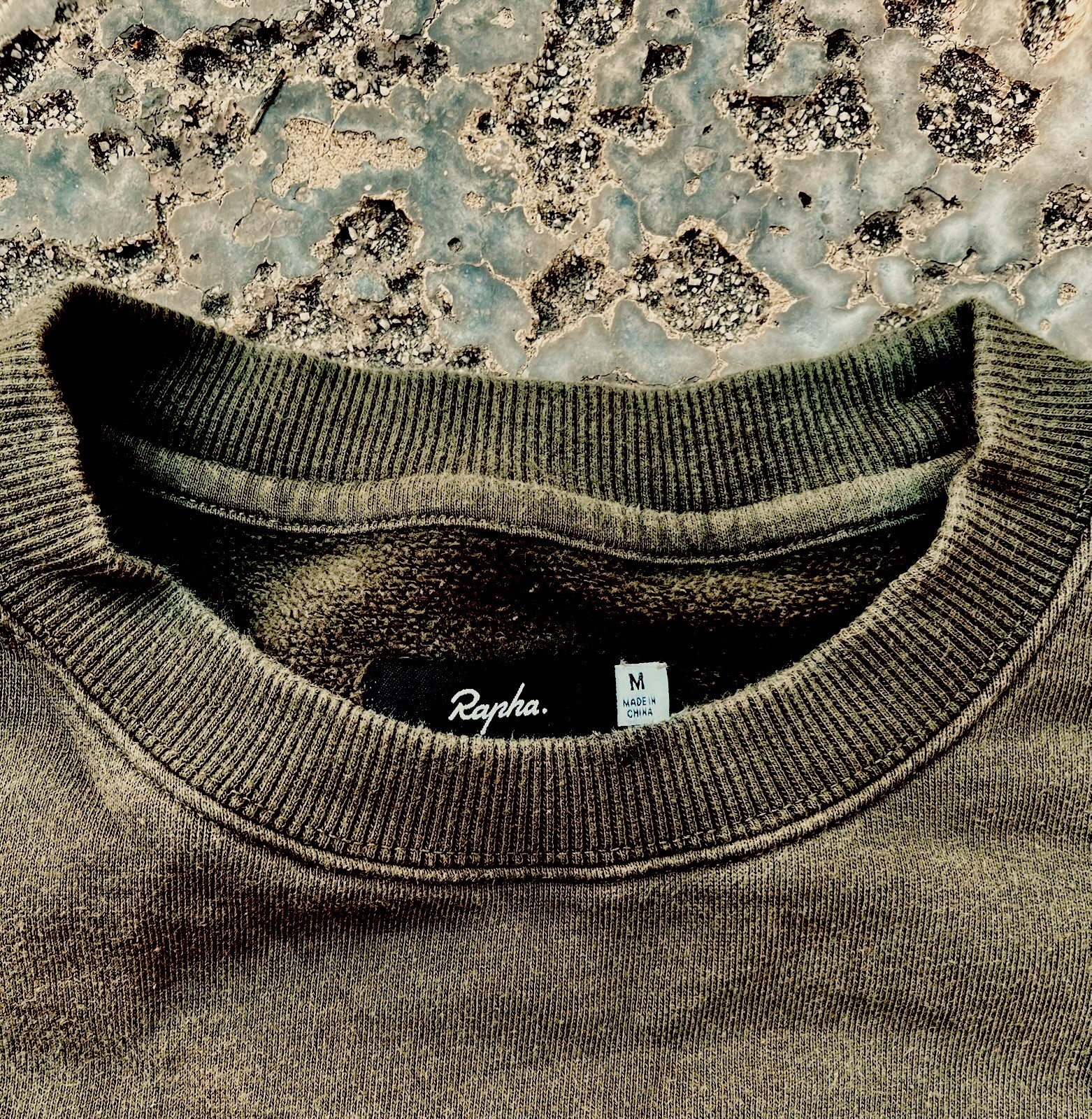 Rapha Men’s Logo Sweatshirt Organic Cotton Olive Green Marl Cycling Casual Sz M