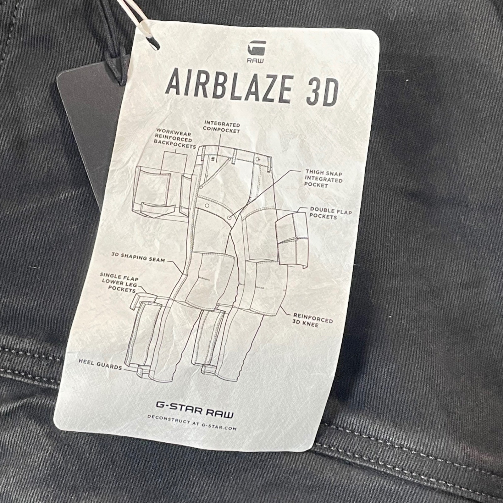 G-Star RAW Airblaze 3D Skinny Jeans Cargo Pants Black Denim W29 L32 NEW