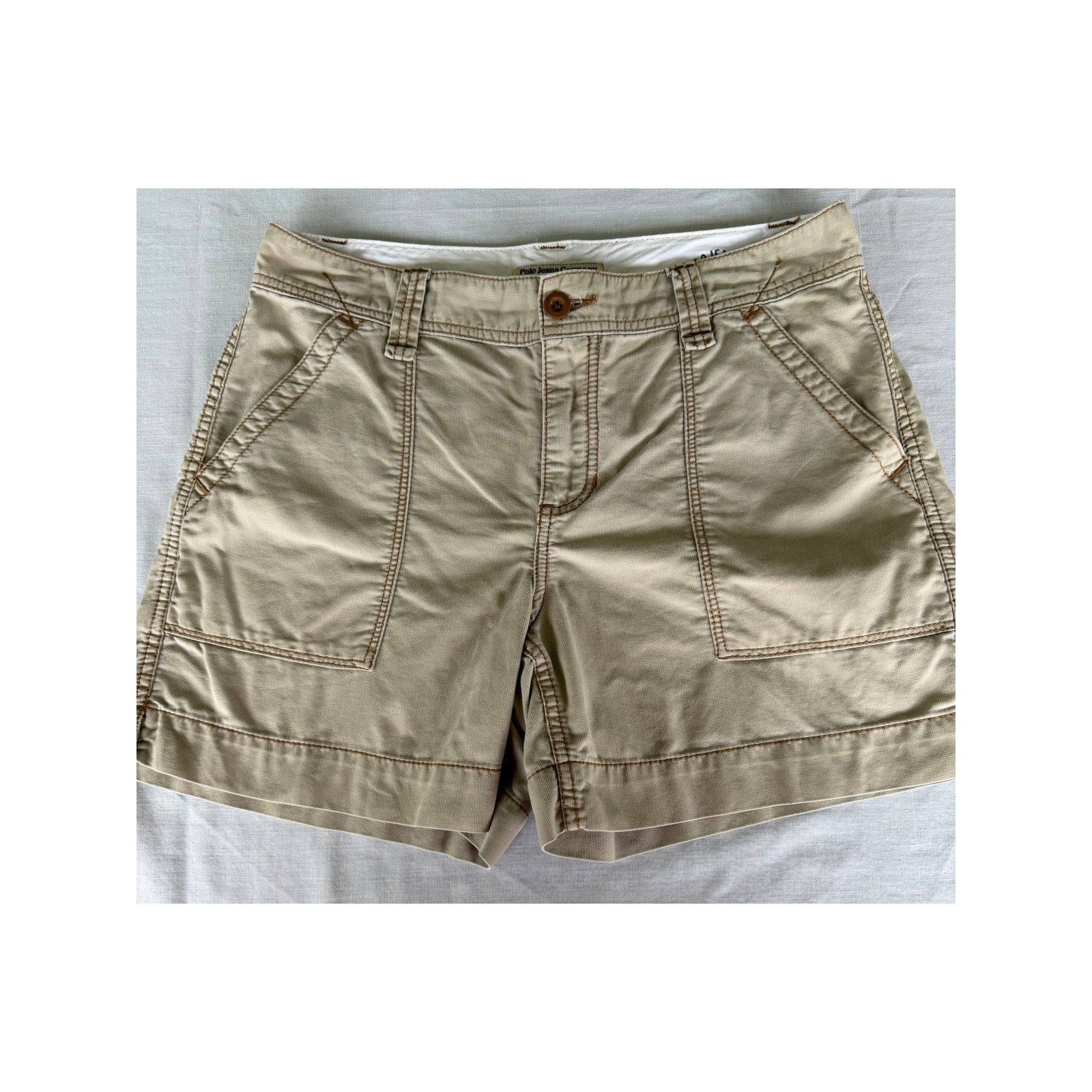 Preppy Coastal Polo Jeans Company Ralph Lauren 100%Cotton Khaki Utility Shorts 4