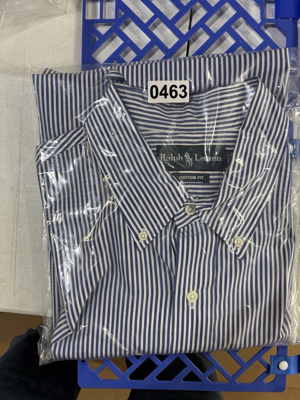 Ralph Lauren Custom Fit Shirt Mens XL Blue White Stripe Button Down
