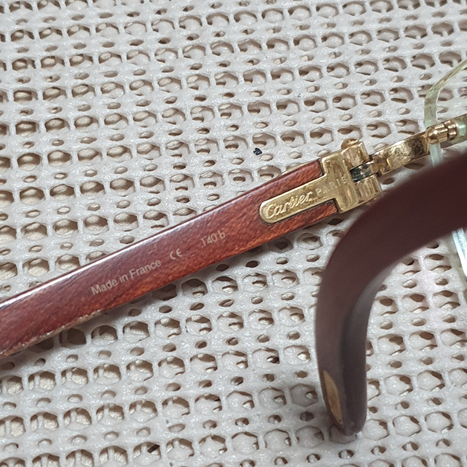 Cartier Bubinga Wood Rimless Frame Eyeglasses Authentic .3002