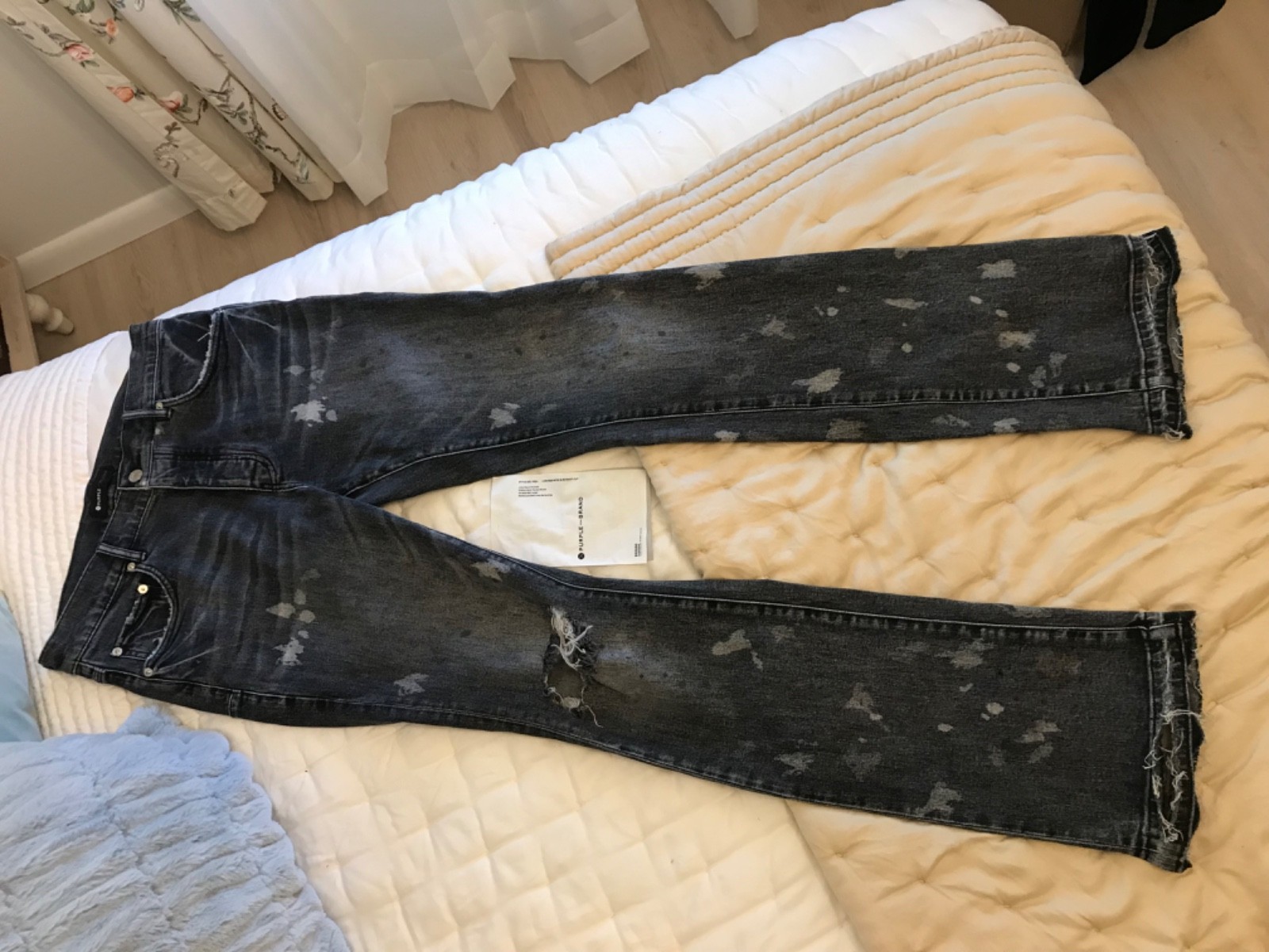 Purple Brand Jeans P004 Boot Cut men’s size 34 Black Distressed Denim nice clean