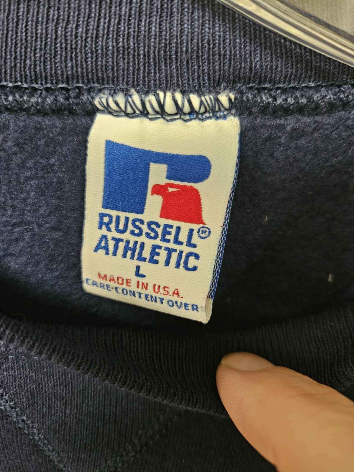 Vintage NWT Russell Athletic Navy Crewneck Pullover Mens L. Y2K. Skate. Gym