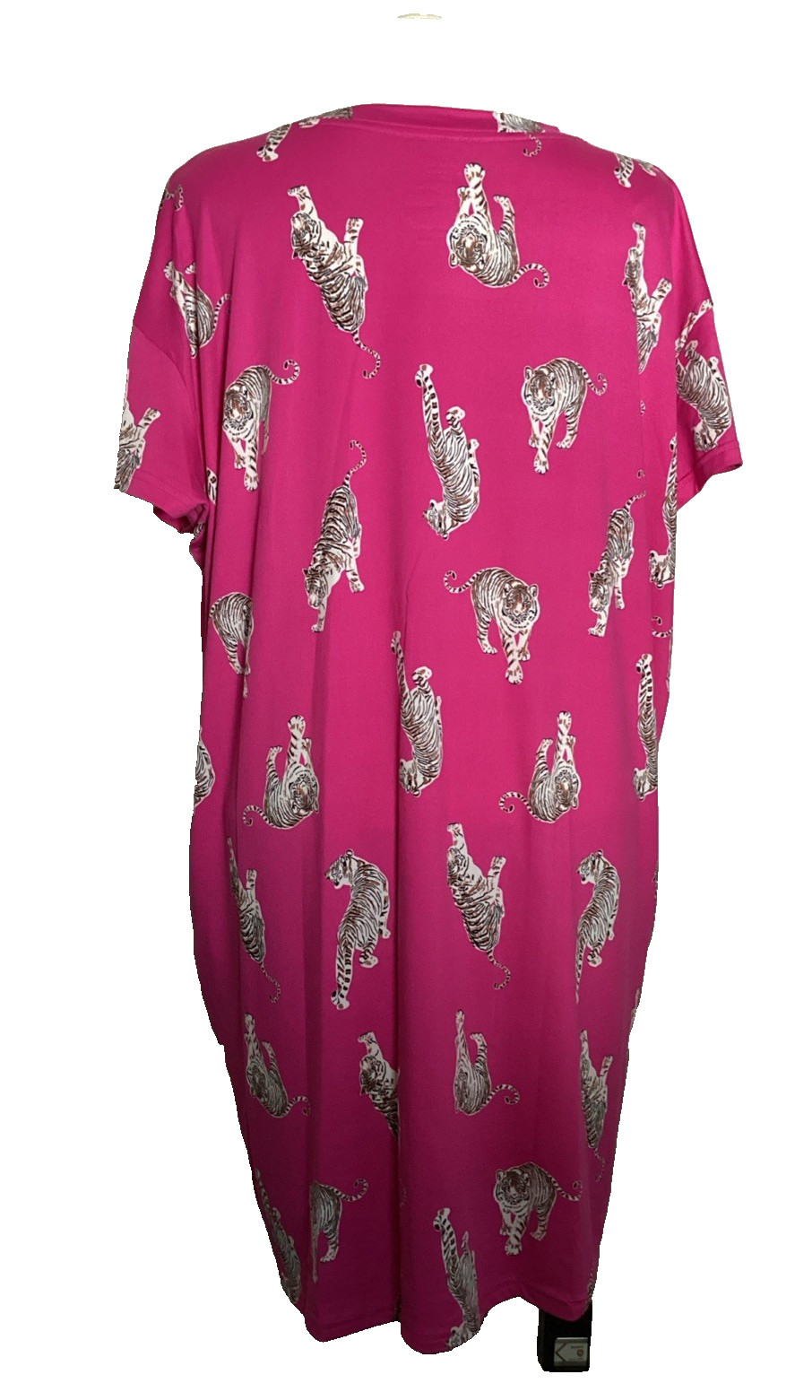 JOYSPUN SLEEPSHIRT Pink Tigers Print Knit Knee Length GOWN Sz L/XL*
