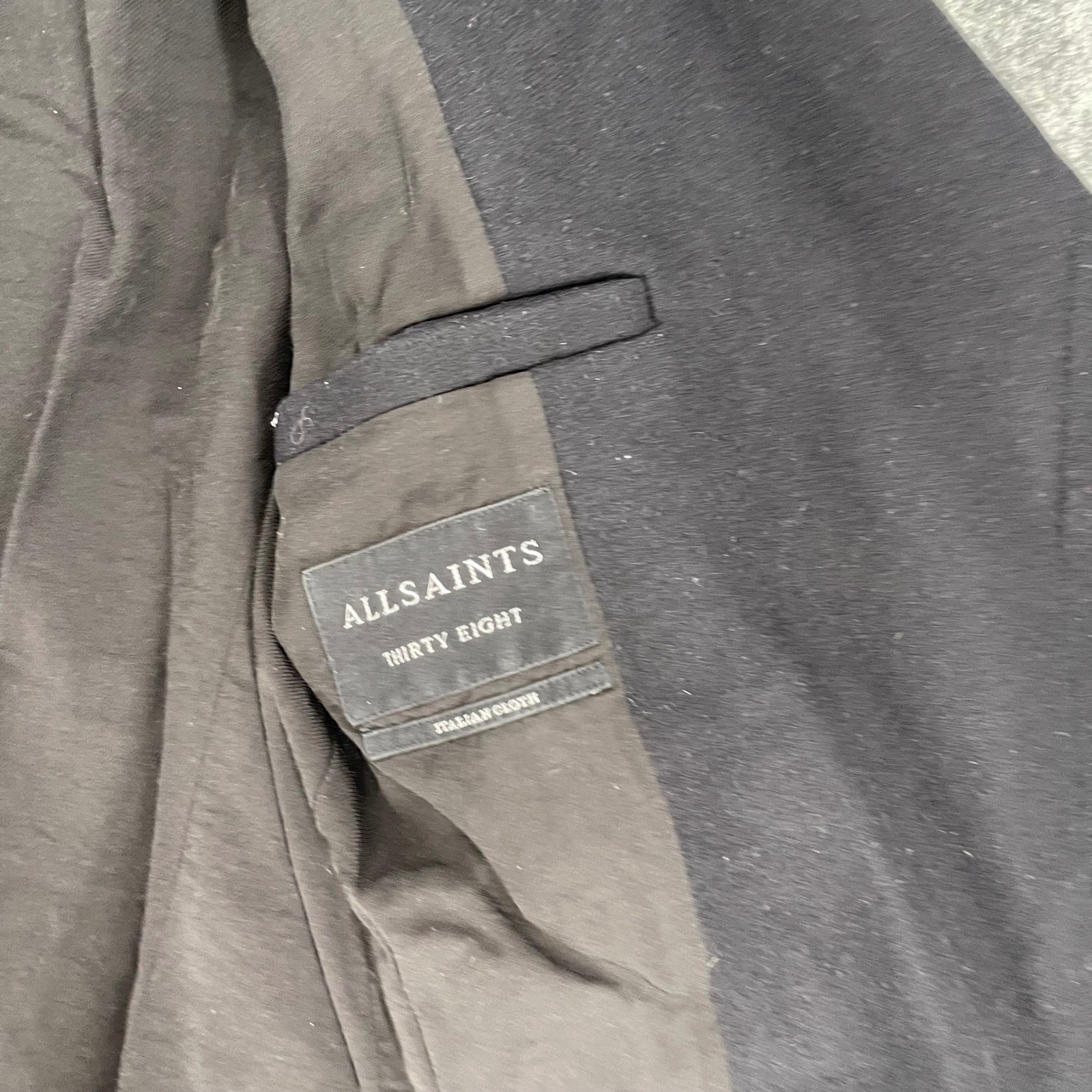 AllSaints Jacket Mens 38 Peacoat Black Wool Blend Italian