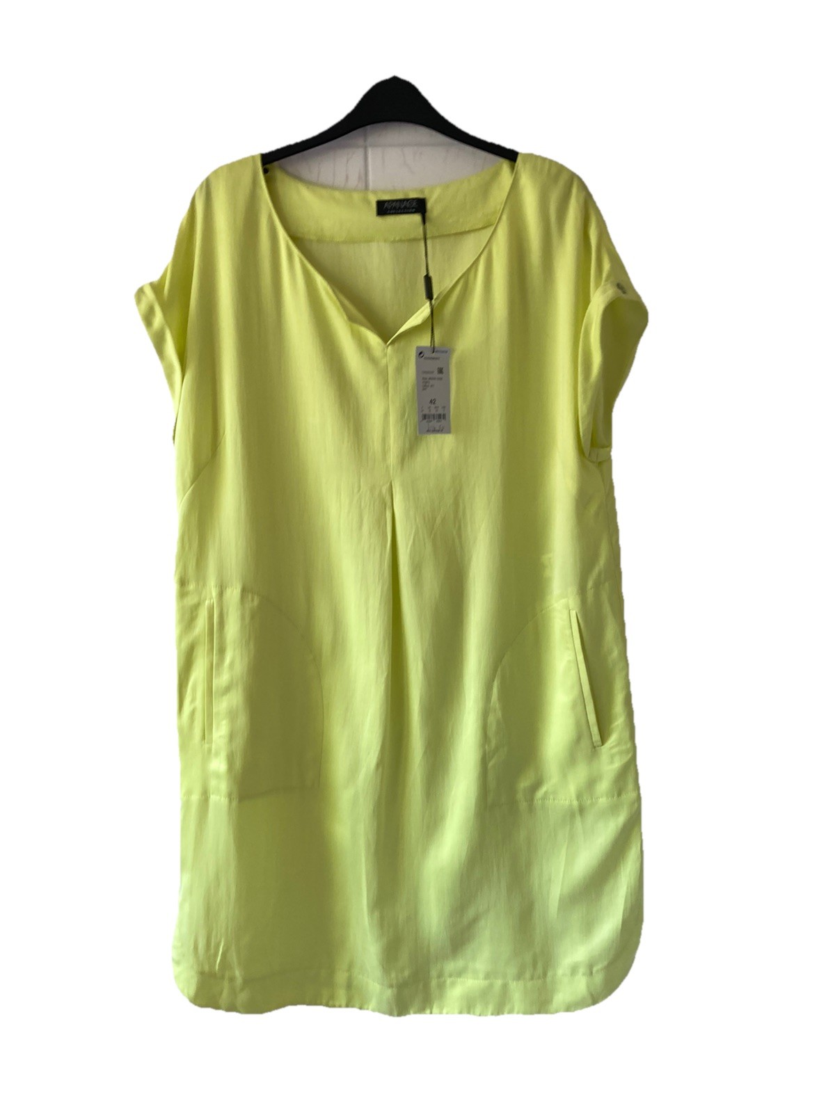 Apanage Summer Dress Tunic Style Pockets Lime Size 14-16 EU42 Cupro cotton £114