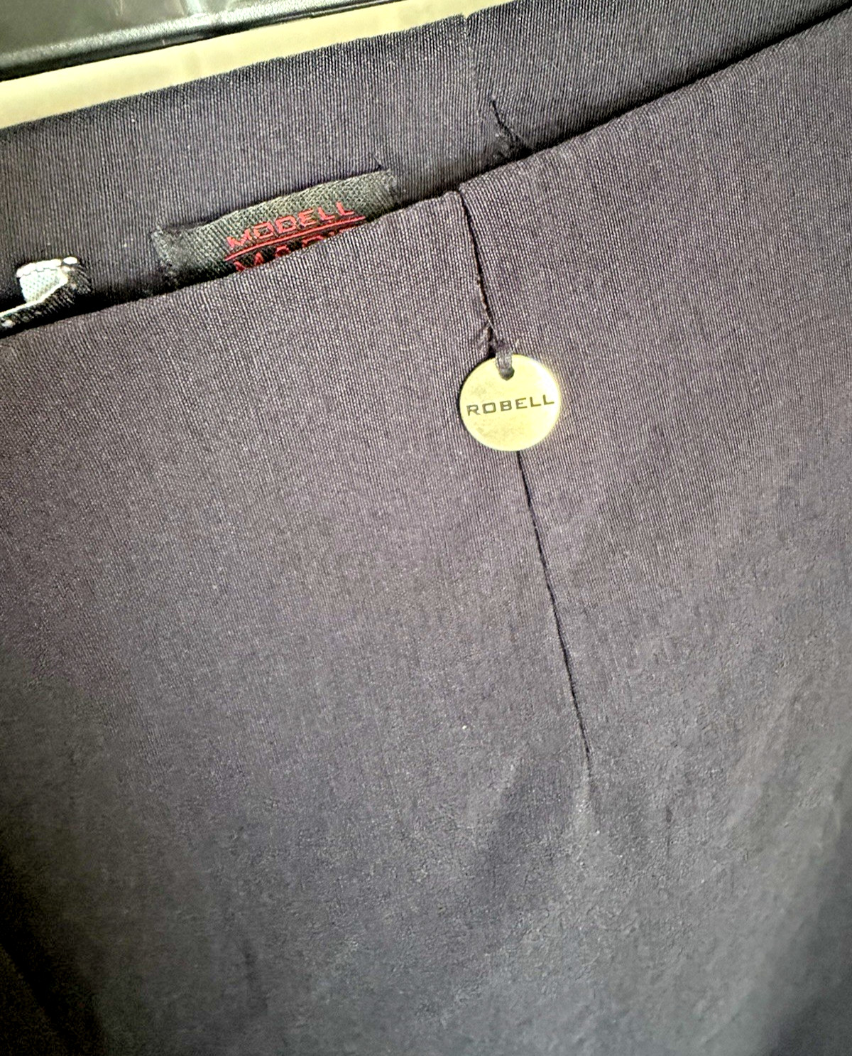 Robell Model Marie Trousers Navy Elastic Waist Pullover Crop Size 14 Work Travel
