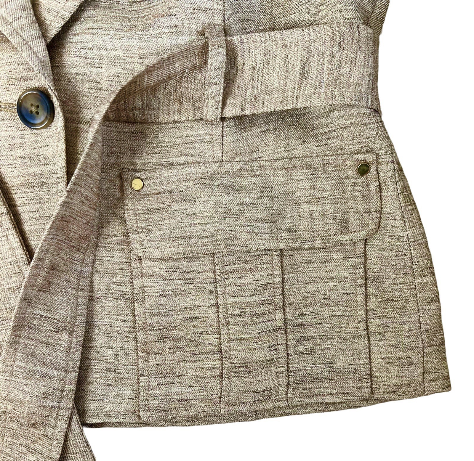 Anne Klein Women’s Rayon Poly Tweed 2 PC Skirt Suit Tan Size 2