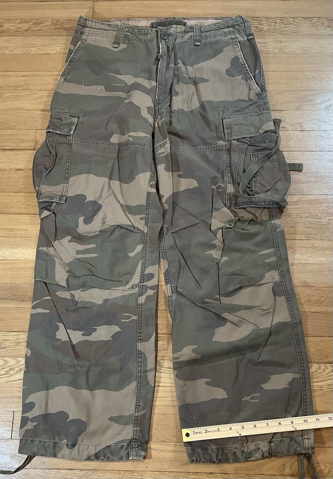 Vintage Abercrombie Fitch Paratrooper Distressed Cargo Pants Men 34×30 Camo Army
