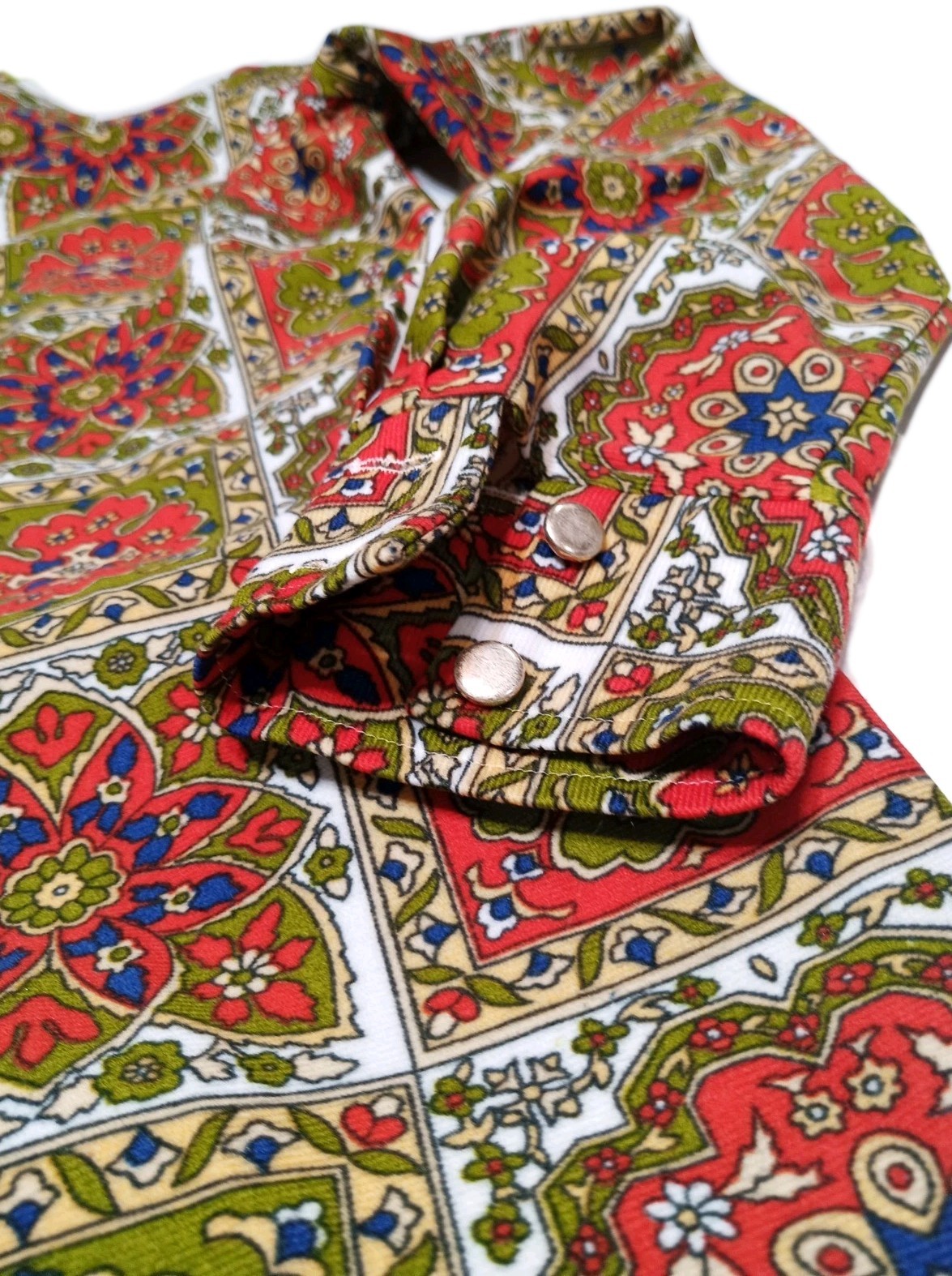 Vintage 70s Mod Floral Tapestry Button Front Shirt Women’s M Boho Retro Taiwan