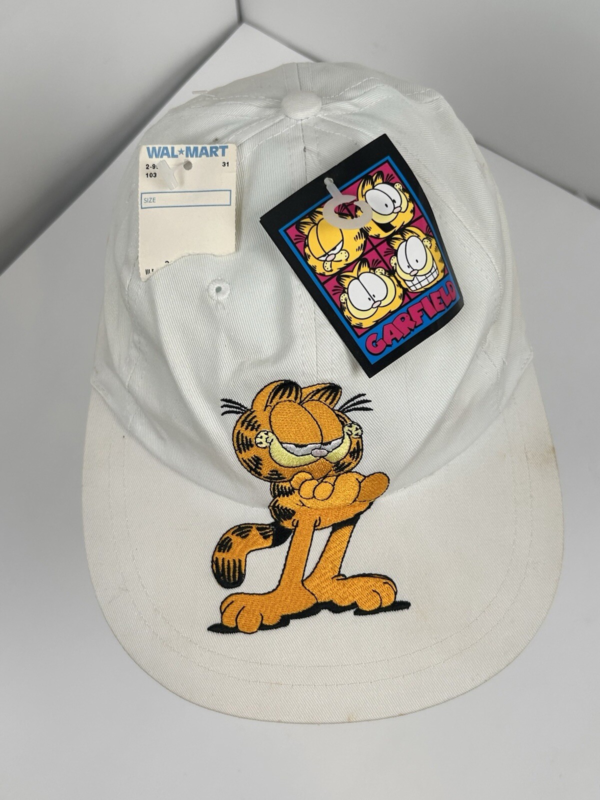 Vintage Garfield Hat Cap Snapback White Cat Cartoon Novelty 90s Paws With Tags