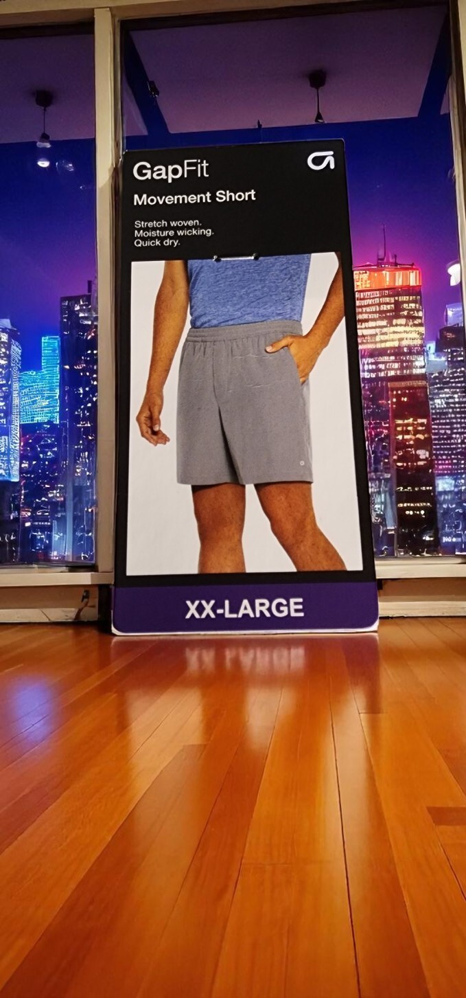 GapFit Mens 2XL Gray Performance Shorts Athletic Training 7″ Inseam Tech NWT