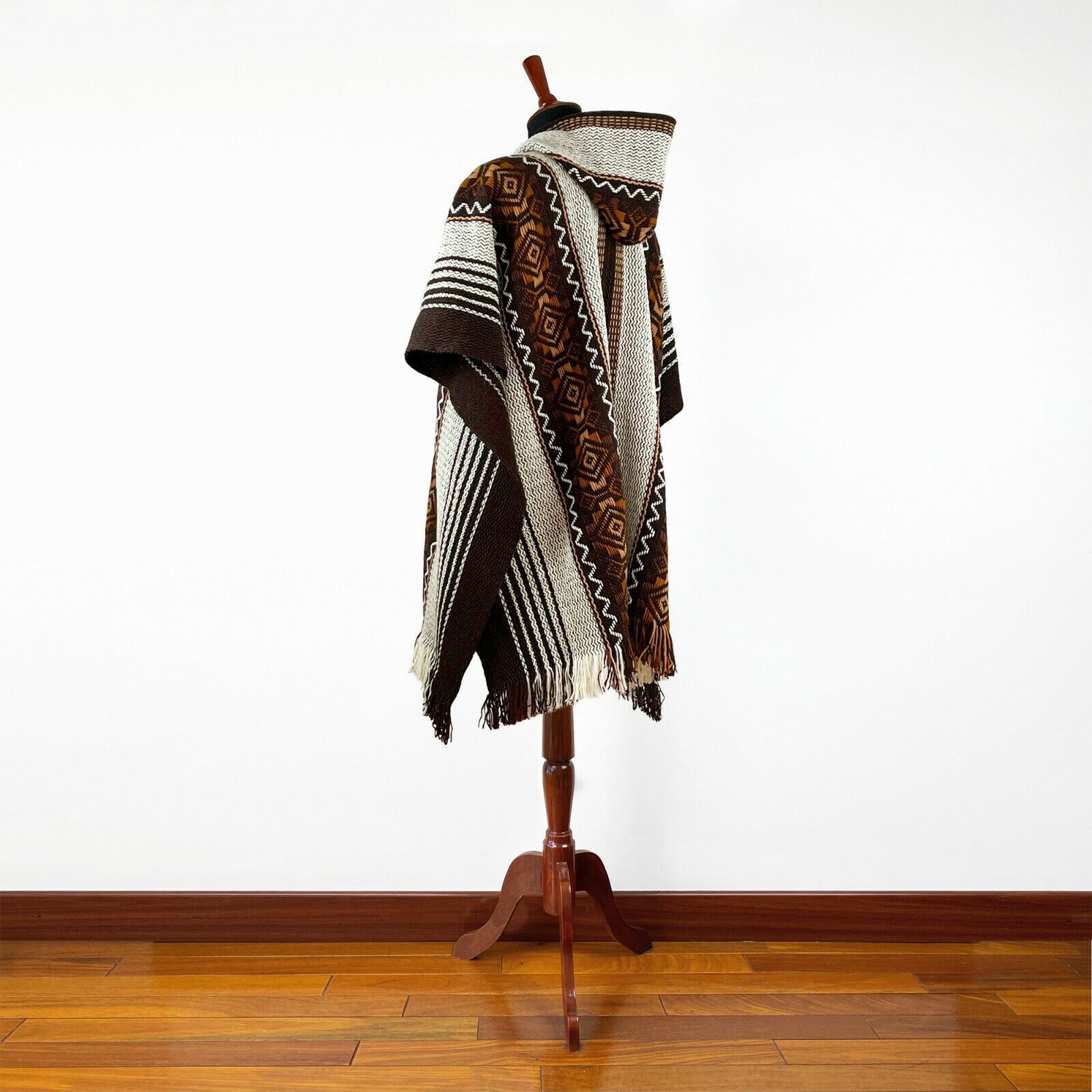 LLAMA WOOL MENS UNISEX SOUTH AMERICAN HANDWOVEN PONCHO CAPE COAT JACKET CLOAK
