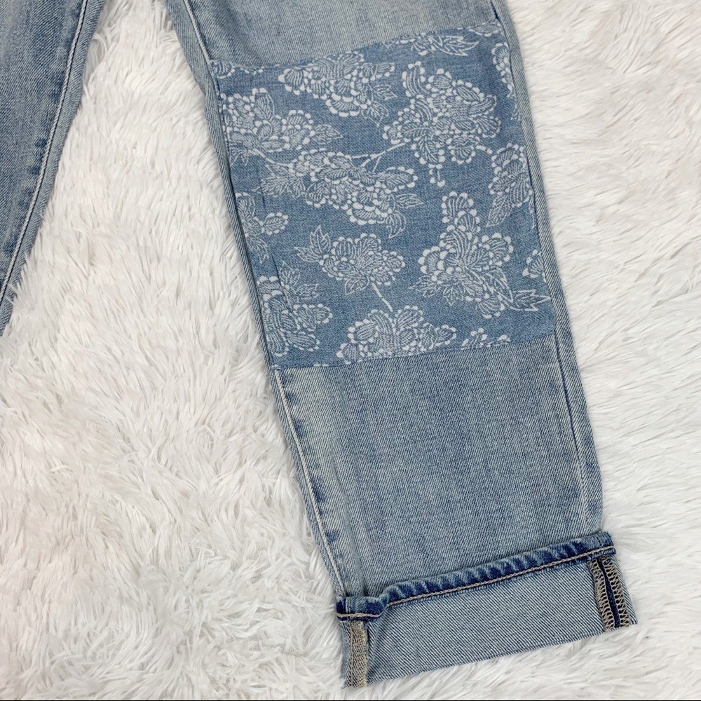 J Crew Slouchy boyfriend jean in Norwich wash floral patchwork blue light wash