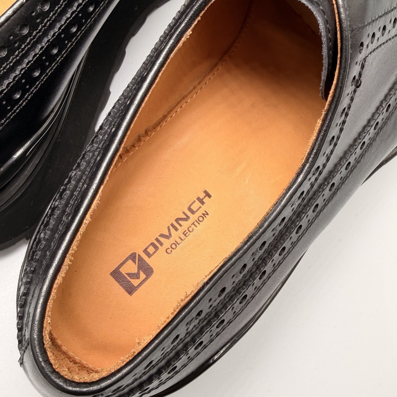 Divinch 6CM Heel Chunky Platform Brogues Black Calfskin Wingtip Derby 2886B Sz 8