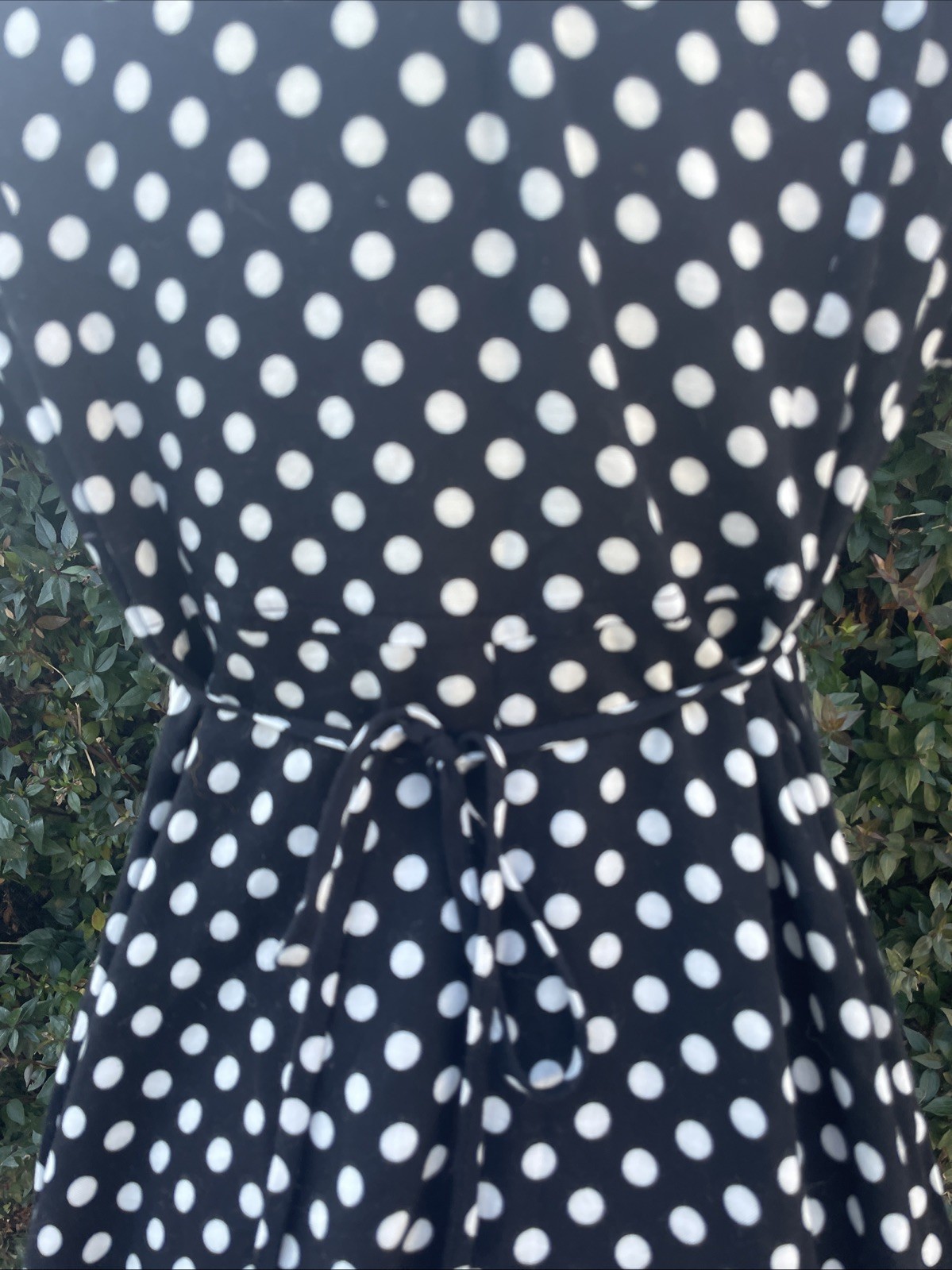 Vintage Polka Dot Mini Dress M Peter Pan Collar Rockabilly Empire Waist Black
