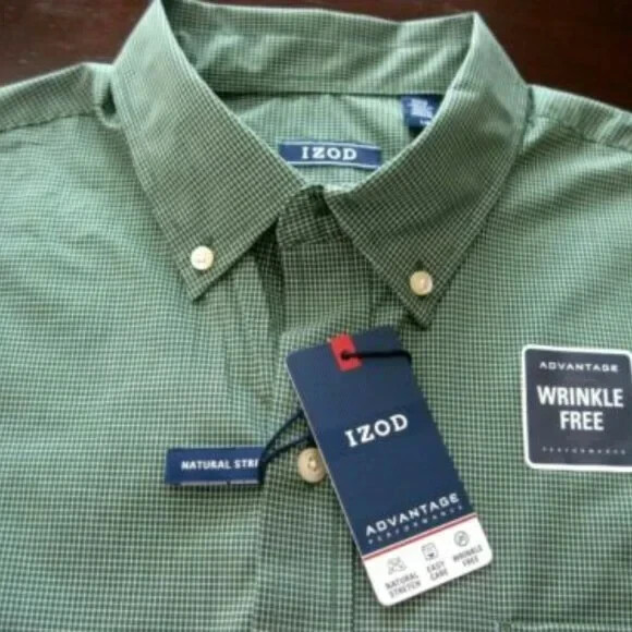 Men’s Big Tall IZOD Advantage Button down Dress Shirt LG Green New w/Tags