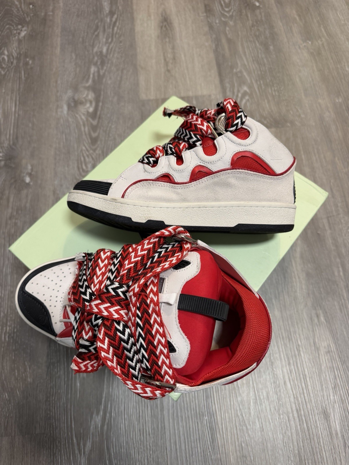 Lanvin size Men’s size 8 Y2K Sneakers White/Red/Black Leather lace-up