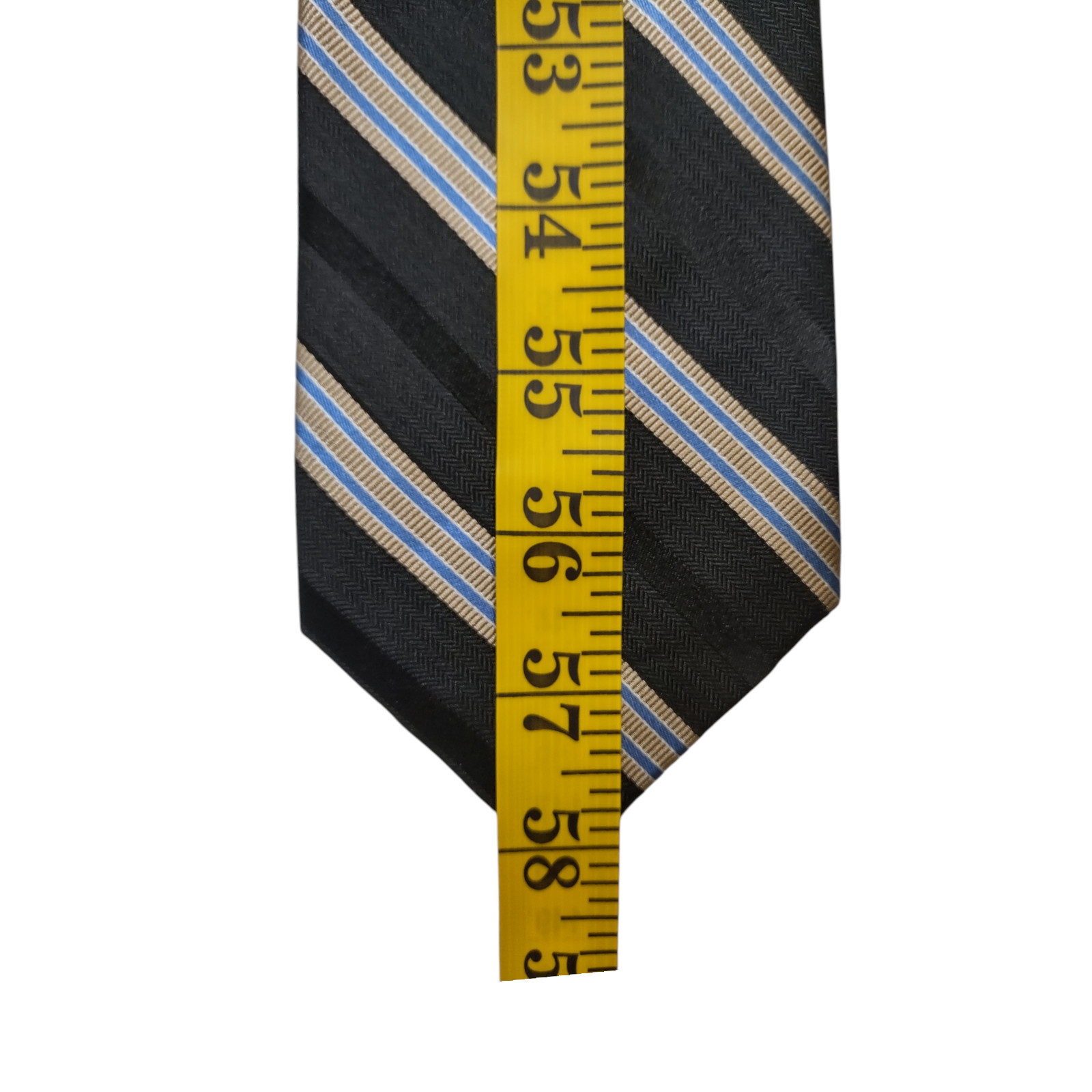 Nautica Tie Men’s 100% Silk Black Blue Beige Diagonal Stripe Jacquard Necktie