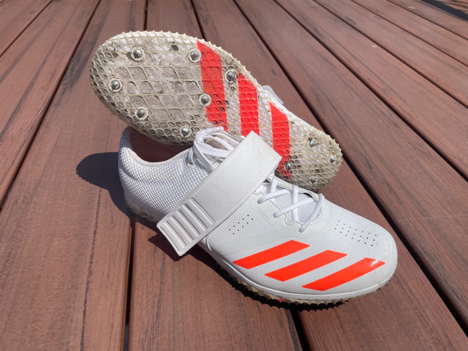 adidas adizero High Jump white/ lucid orange track jumping spikes HJ BB4098