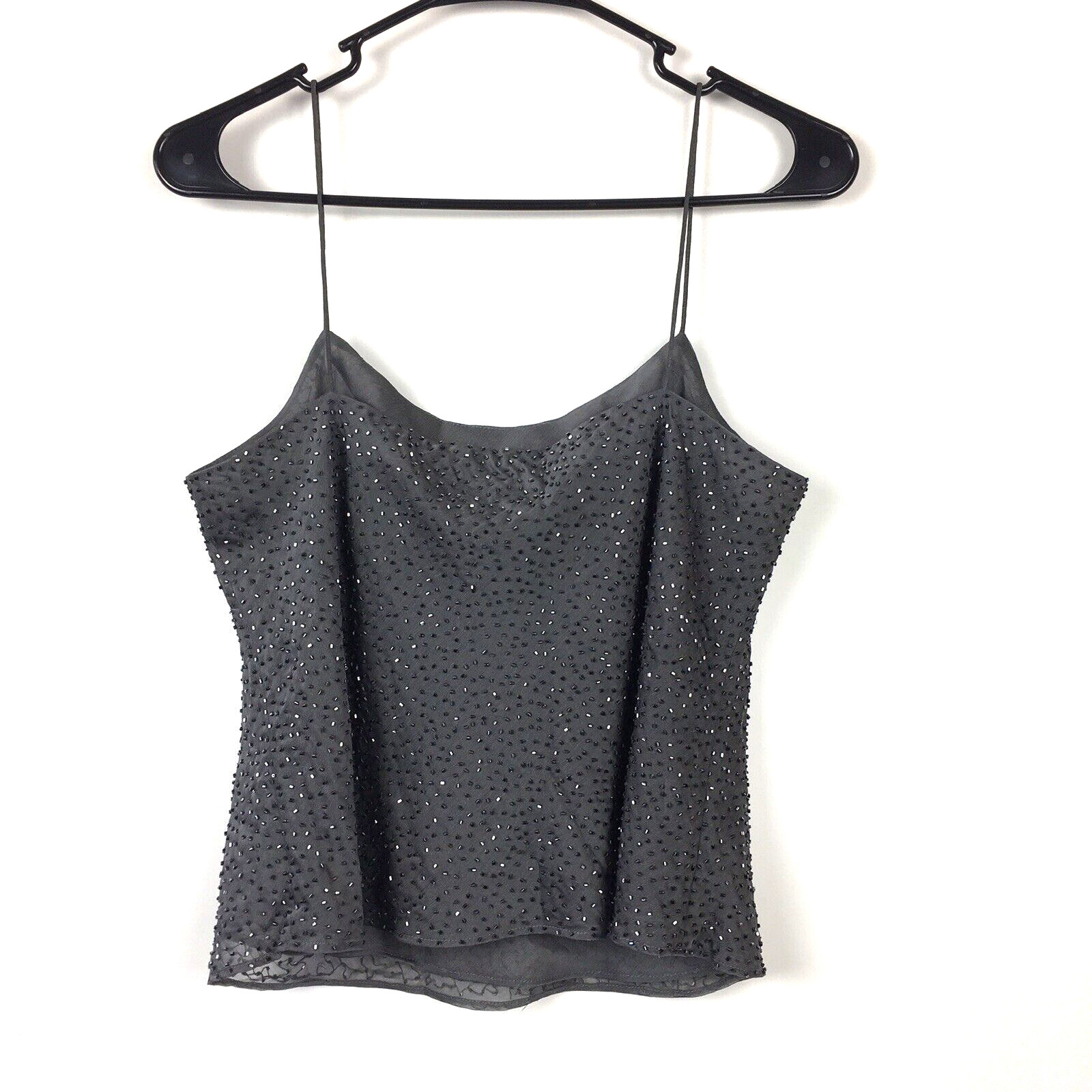 Ann Taylor Crystal Iridescent Beaded Tank Top Shell Camisole Sz 8 Y2K Spaghetti