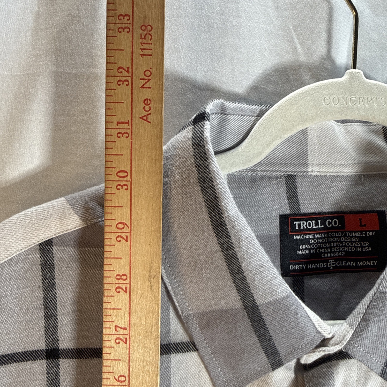 TROLL CO Mens Pierce Flannel Black/Gray Pearl Snap Shirt Size Medium NWT