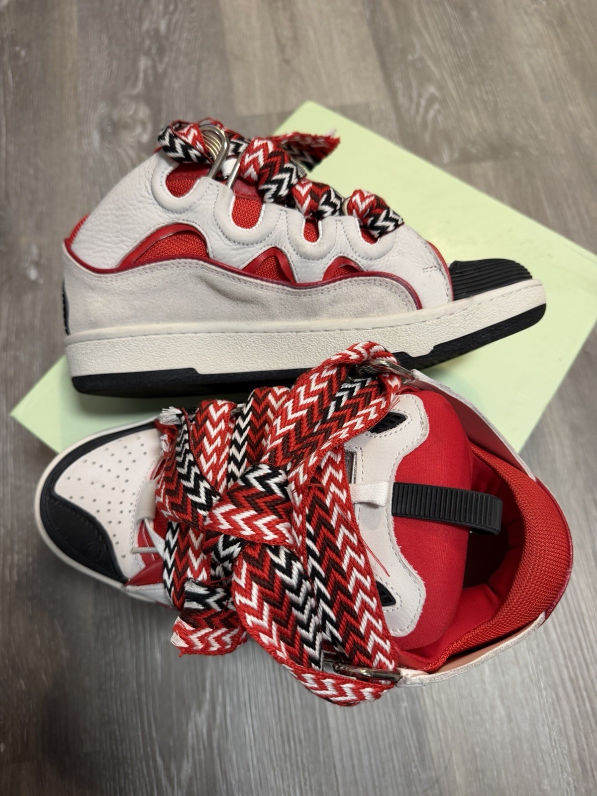 Lanvin size Men’s size 8 Y2K Sneakers White/Red/Black Leather lace-up