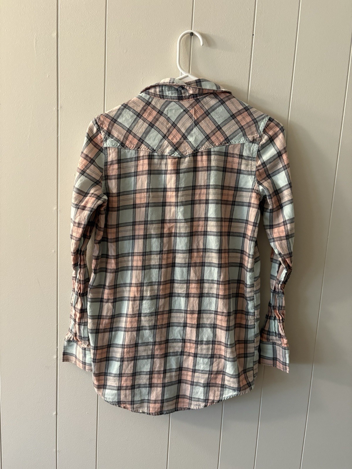 Mudd Y2k Plaid Top Button Down Light Pink Green Women’s Small Cowgirl Country O6