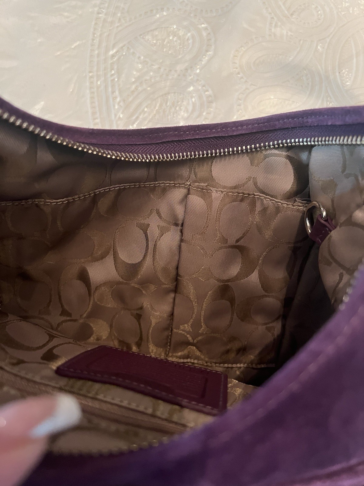 VINTAGE COACH HAMPTONS PLUM SUEDE LRG HOBO BAG-CARE KIT-DUST BAG & BOX NEW TAG