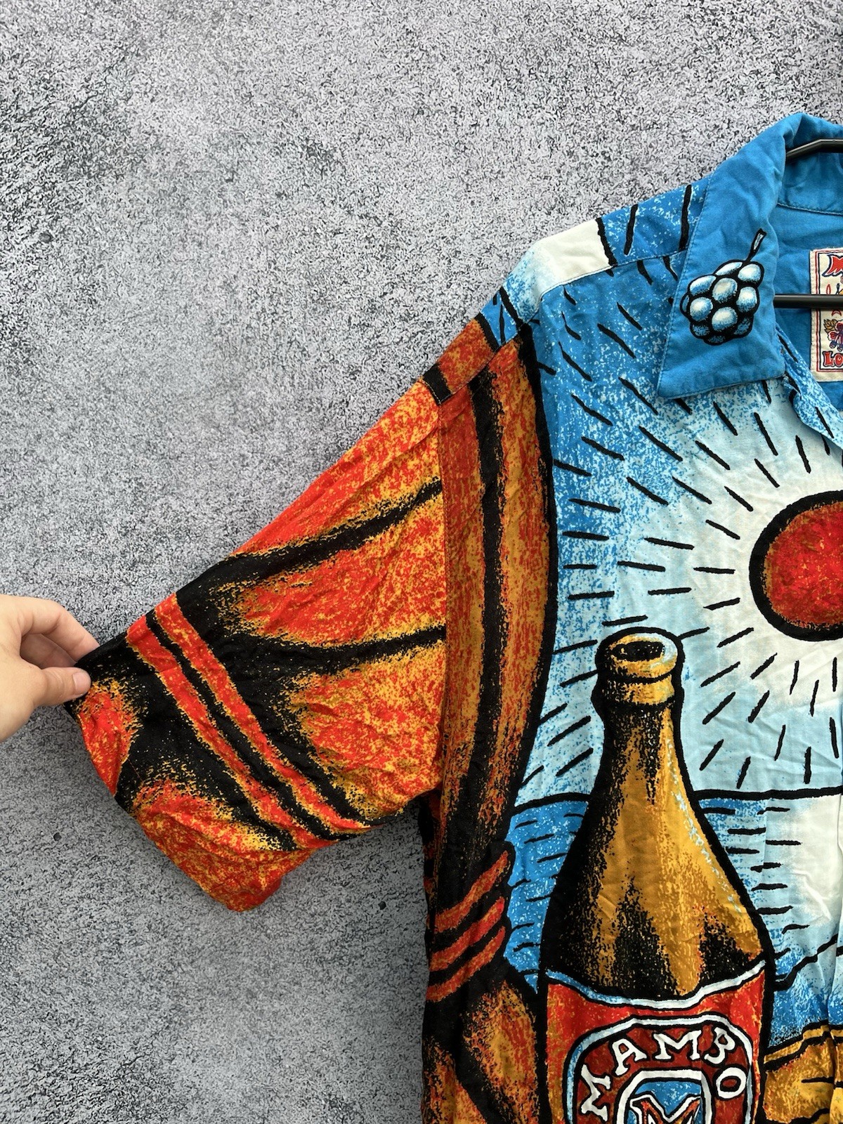 Vintage Mambo Loud Shirt 90s Reg Mombasa Hawaiian Mambo Bitter Beer, Size L